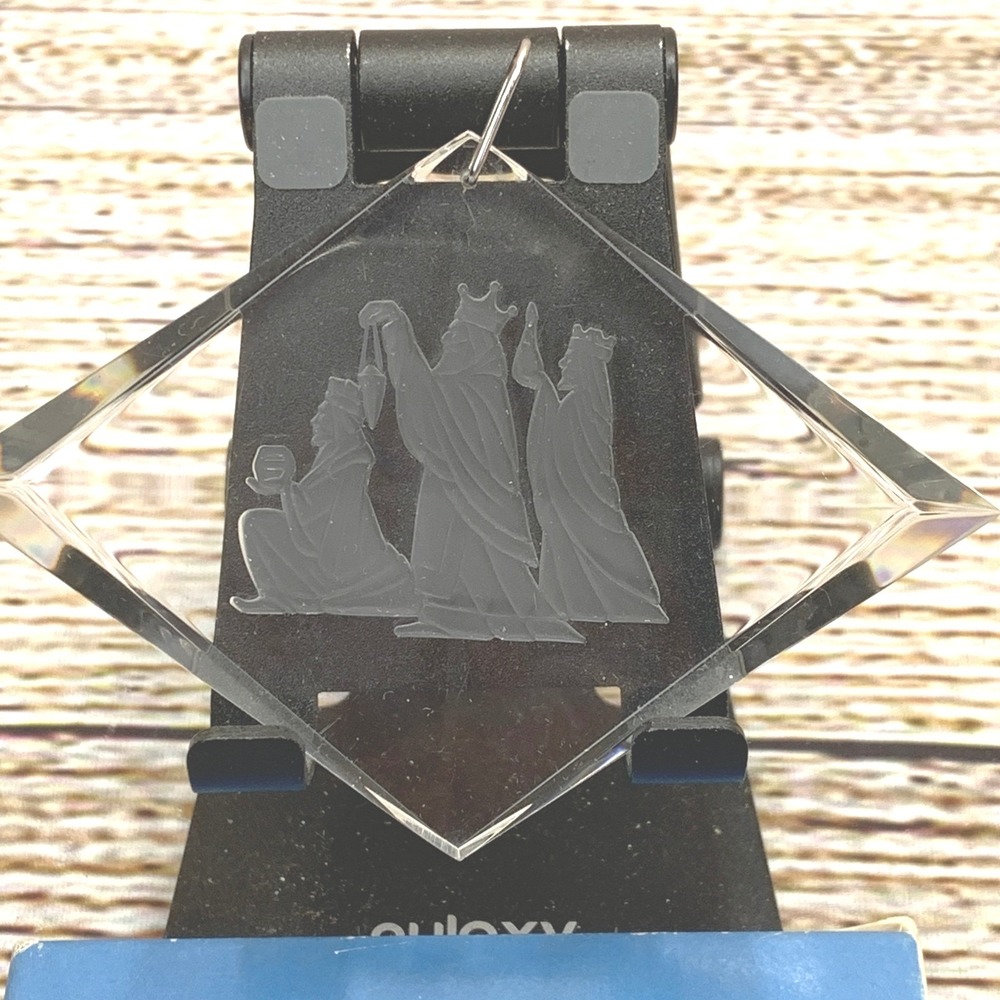 Nativity Scene Christmas Ornament Three Wise Men Etched Diamond Shape